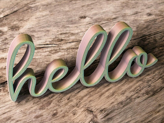 Deko Schild "hello" – 3D Druck Wohndeko | 19x8 cm | In vielen Farben | Modern, Boho, Geschenk, Handmade