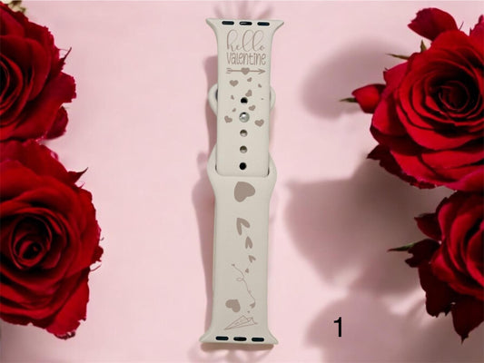 Gravierte Apple Watch Silikon Sport Armband, Liebe, Herzen, Valentinstag