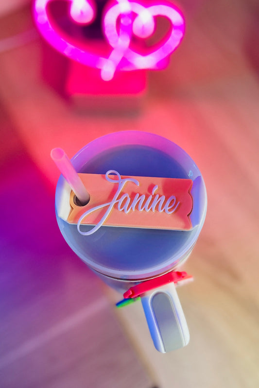 Stanley Cup Topper personalisiert mit Name | Trinkhalm Aufsatz für 30 oz / 40 oz | Viele Farben | Becher Zubehör Geschenk