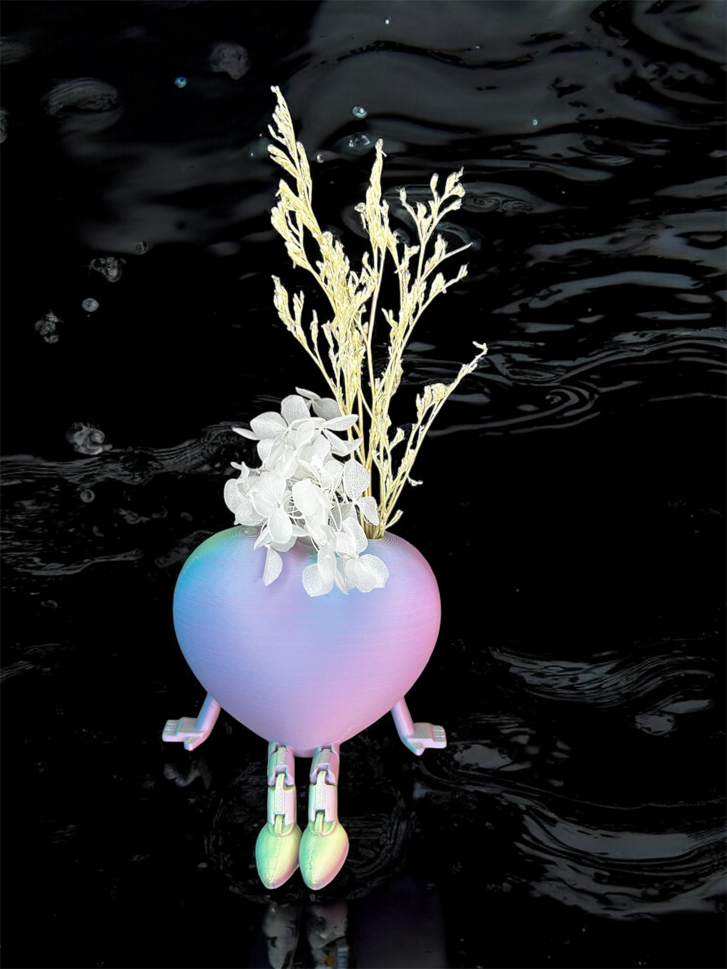 🧡 3D-gedrucktes Deko Herz mit Trockenblumen-Loch – in vielen Farben erhältlich