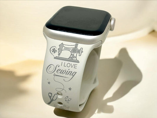 I love sewing, graviertes Apple Watch Silikon Sport Armband