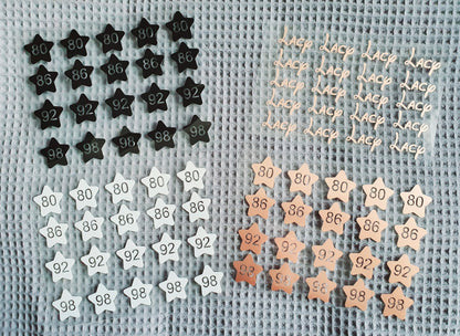 20 Bügeletiketten STERN, Namensetiketten, Größenetiketten, Namensetiketten zum Aufbügeln, Größenlabel, Kleideretiketten