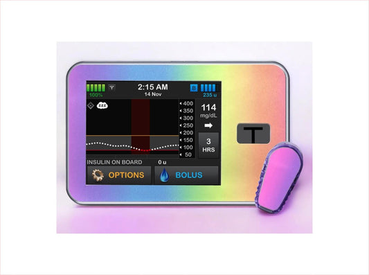 T:slim X2 Sticker Regenbogen, Farbverlauf, Dexcom Transmitter Sticker, tslim Pumpe Aufkleber, Tandem Aufkleber, Dexcom Sticker