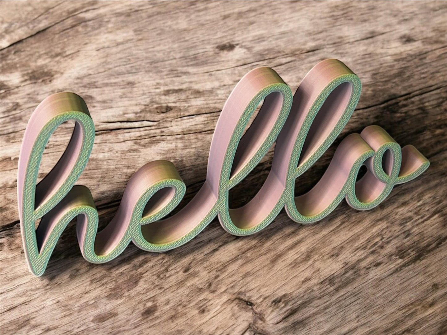 Deko Schild "hello" – 3D Druck Wohndeko | 19x8 cm | In vielen Farben | Modern, Boho, Geschenk, Handmade