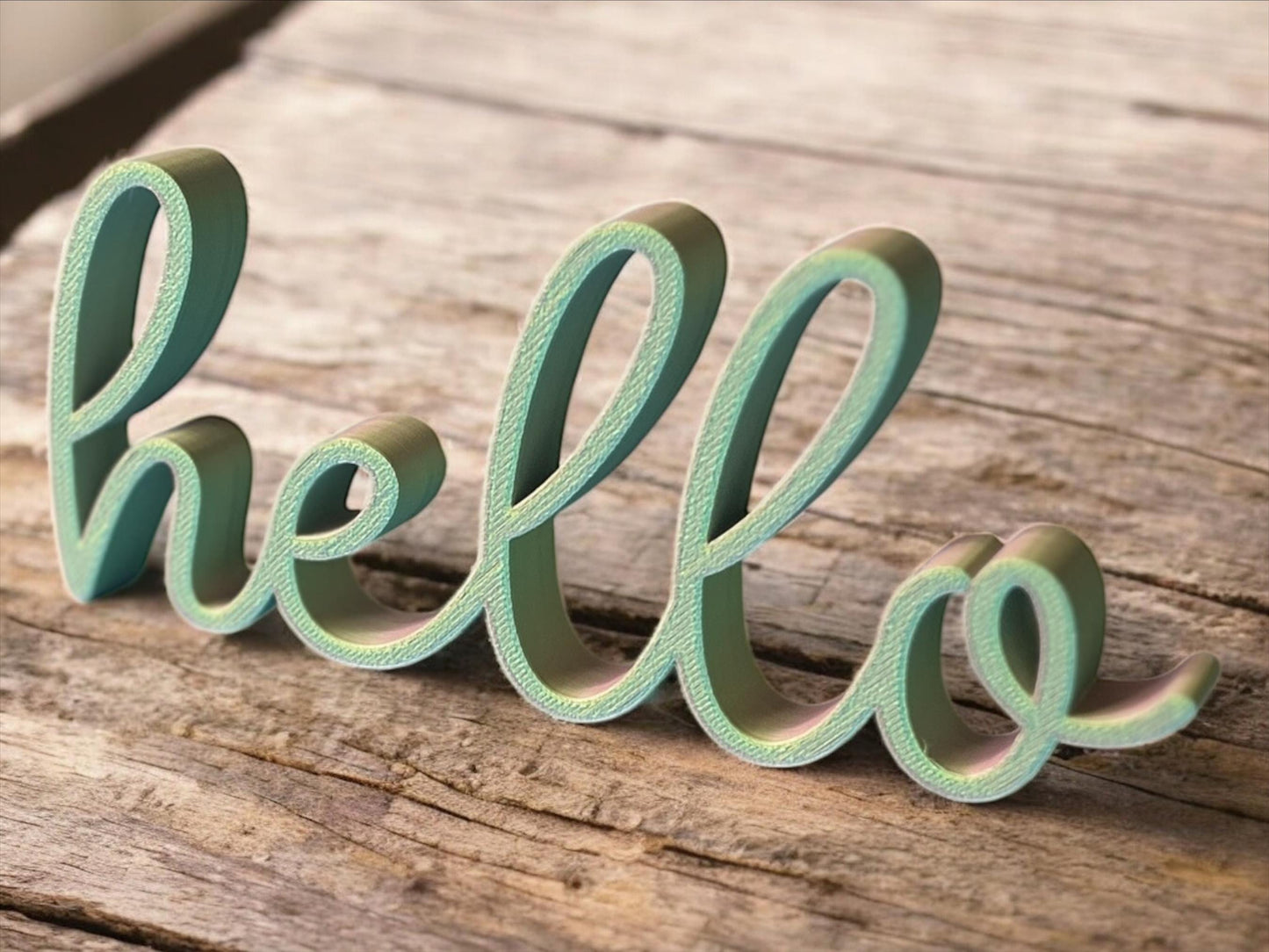 Deko Schild "hello" – 3D Druck Wohndeko | 19x8 cm | In vielen Farben | Modern, Boho, Geschenk, Handmade
