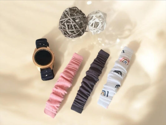 Elastisches Uhrenarmband, Musselin, Smart Watch Armband, Galaxy Armband, Apple Armband, Garmin Venu, Stoffuhrenband (optional mit Federsteg)