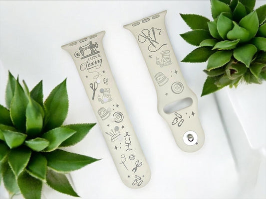 I love sewing, graviertes Apple Watch Silikon Sport Armband