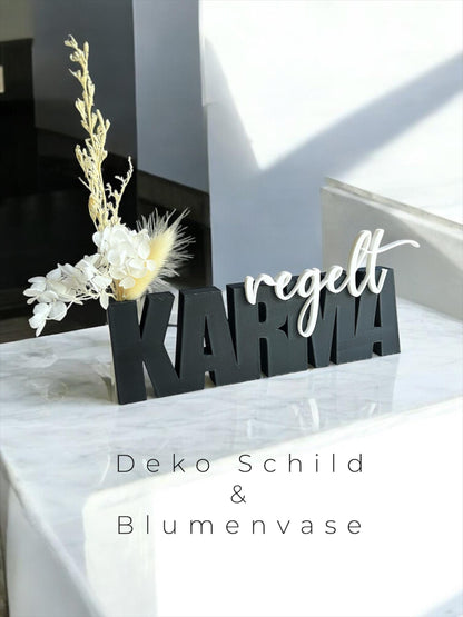 3D Schild "Karma regelt", Aufsteller, Schrift, Wohndeko