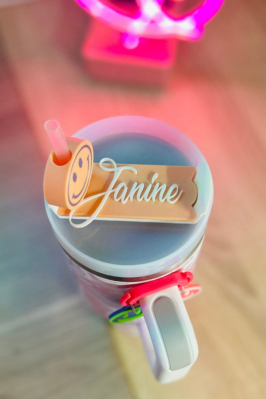 Stanley Cup Topper personalisiert mit Name | Trinkhalm Aufsatz für 30 oz / 40 oz | Viele Farben | Becher Zubehör Geschenk