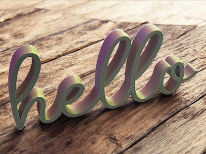 Deko Schild "hello" – 3D Druck Wohndeko | 19x8 cm | In vielen Farben | Modern, Boho, Geschenk, Handmade