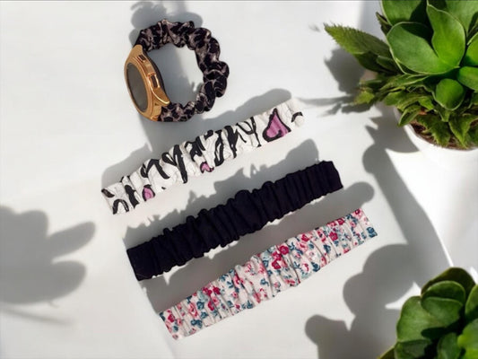 Elastisches Uhren Band aus Stoff, Smart Watch Band, Galaxy Watch Band, Apple Watch Band, Smart Watch, Scrunchie (optional mit Federstege)