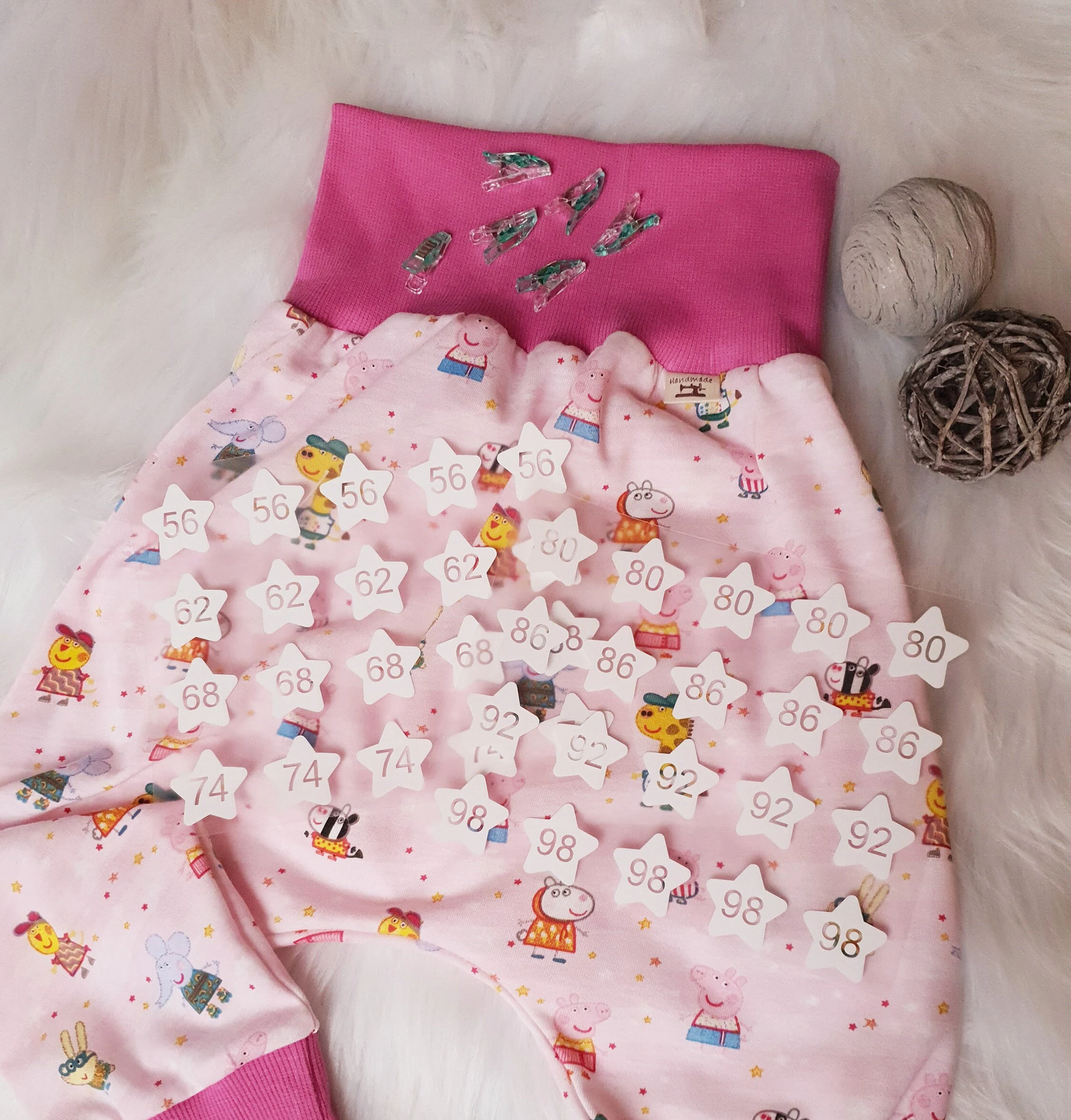 20 Bügeletiketten REGENBOGEN, Textiletiketten, Größenetiketten, Etiketten zum Aufbügeln, Größenlabel, Kleideretiketten